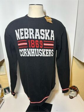 Nebraska Cornhuskers Black Crewneck Sweater - 1869 Graphic NWT Uscape